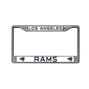 Metal Chrome Football Los Angeles LA Rams License Plate Frame - Single Auto Tag - Picture 1 of 1
