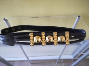 Toller dunkelbrauner SCHMUCKGÜRTEL mit goldfarbenen Kugeln - Bild 1 von 9