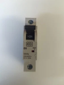 MK B6 6 AMP CURVE B 6kA MCB CIRCUIT BREAKER 5906s SENTRY Type 2 - Picture 1 of 5