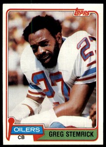 1981 TOPPS GREG STEMRICK ROOKIE . HOUSTON OILERS #123