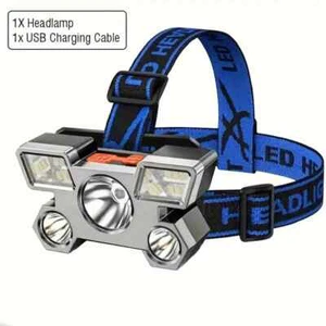 Super BRIGHT 5 LED Headlamp With Built-in-Battery, Rechargeable BOGO SPECIAL! - Picture 1 of 8