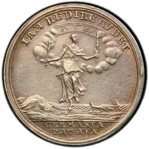 GERMANY & COLONIAL AMERICA 1763 silver Medal / Betts-447 PCGS UNC Details - Picture 1 of 7
