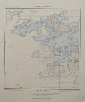 MAPA TOPOGRÁFICO ORIGINAL DE 1903 DE PARTE DEL CUADRILÁTERO DE LA TORRE, MINNESOTA, Foto 1 de 4