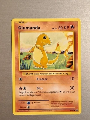Pokémon Karte Glumanda 9/108 NM Pokemon Karte Evolution Set Deutsch Vintage  - Bild 1 von 4