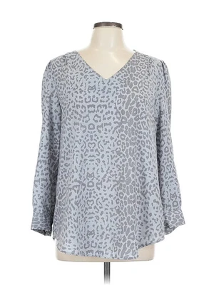 Cynthia Steffe Women Gray 3/4 Sleeve Blouse L - Image 1 of 4