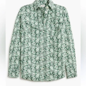 J.Crew Factory Button Cotton Popeline Shirt Signature Fit Green Floral Gr. S Neu mit Etikett - Bild 1 von 8