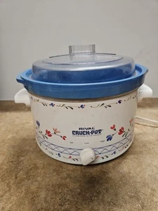 Vintage Rival 3206 BW Floral Potpourri Crock w Lid Simmering Pot WORKS!!! - Picture 1 of 8