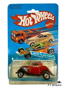 🔥🔥🔥Hot Wheels 3 ventanas '34 Hot Rod rojo sin llamas No. 1132 H35🔥🔥🔥 - Imagen 1 de 9