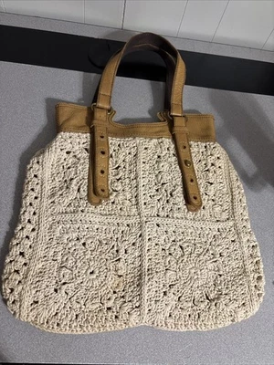 Bolso de Hombro Lucky Brand Tejido Macramé XL Hobo Boho Color Tejido Natural Foto 1 de 4