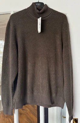 MARKS & SPENCER Lovely BNWT M&S Autograph mens gents merino wool rich boucle roll neck jumper XL