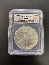 2021 TYPE 2 SILVER EAGLE ICG MS-70 - UNCIRCULATED - SILVER ASE - CERTIFIED - $1