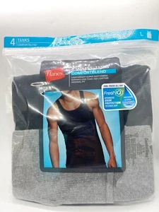 Tanques de mezcla cómoda sin etiquetas Hanes gris negro conjunto de 4 nuevos con etiquetas para hombre talla L - Imagen 1 de 4