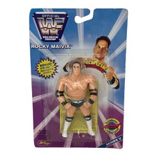 NEW w/ card RARE WWF Bend Ems Rocky Maivia The Rock Just Toys Series V 1997