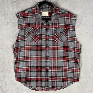 Fear Of God FOG Collection Two Sleeveless Flannel Button Up Shirt Men's Small - Picture 1 of 10
