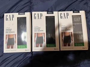 GAP Boxer Shorts Mens Small Black 3-Pack Organic Cotton Knit Boxers - Picture 1 of 4