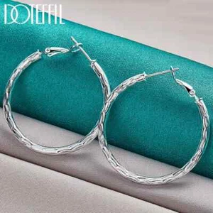 DOTEFFIL 925 Plata Esterlina Onda 40 mm Pendiente de Aro Moda Boda Joyería - Imagen 1 de 6