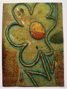 ACEO miniature collograph abstract No.4 by Janet Riley mixed media signed/dated