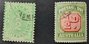 Australia Postage Due ½d two varieties - Picture 1 of 8