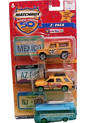 '02 Matchbox Across America 50th Birthday Series 3-pack Isuzu , Landrover, Coach - Image 1 of 4