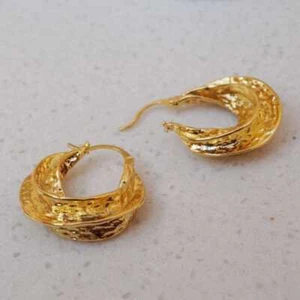 Pendientes estilo bohemio chapado en oro barroco mujer 18K hombre boda oro gota - Imagen 1 de 6