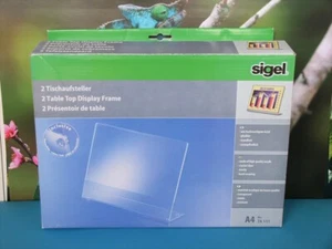 >>2x SIGEL Tischaufsteller - DIN A4 quer, schräg - Acryl, glasklar- NEU in OVP<< - Bild 1 von 9