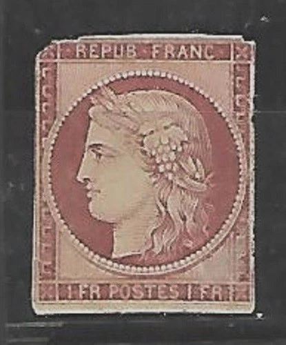 FRANCE Sc 9 MINT HR adhering paper FINE   - Image 1 of 2