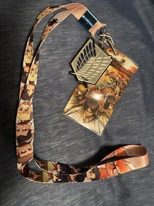 Attack On Titan Rubber Charm ID Badge Keycard Holder Lanyard - Picture 1 of 2