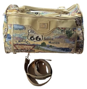Route 66 Tapestry Weekender Bag EUC Pioneer Express Travel Carry On 18”x11” Nice - Picture 1 of 15