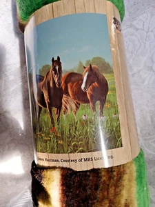 Soft Fleece Throw Blanket With Horse Scenery 50 X 60 new - Picture 1 of 5