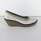 Fly London Size UK 7 EU 40 White Leather Cut Out Mesh Slip On Wedge Pumps Shoes