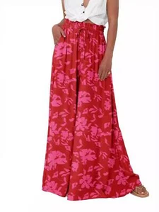 Women's Casual Wide Leg Palazzo Pants High Waisted Flowy Pockets Lounge Boho US - Picture 1 of 14