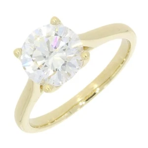 Lab-Created Diamond Solitaire Ring 9ct Yellow Gold 1.99ct Brilliant Cut LGD085 - Picture 1 of 8