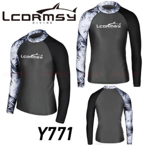 HERREN LANGARM RASH GUARD LONGSLEEVE UV SCHUTZ SHIRT BADEMODE SURFEN TAUCHEN 771 - Picture 1 of 2