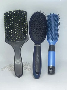 3x Detangling Paddle Hair Brush - Black ~ Blue - Bluish Black - New - Picture 1 of 7