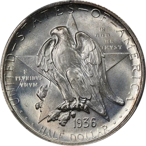 1936-P Texas Commem Half Dollar CAC Sticker PCGS MS67 Superb Eye Appeal - Picture 1 of 4
