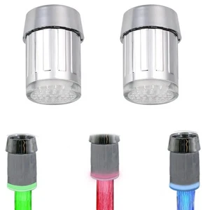 2 Pack 3-Color Temperature Sensitive Gradient LED Water Faucet Light Water St... - Picture 1 of 5