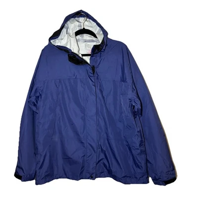 LL Bean Rain Jacket coat Misses XL Blue Hooded Zip Pockets waterproof Outdoor - Image 1 of 4