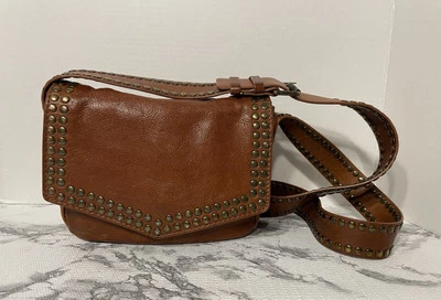 Cartera Bandolera Treasure & Bond Cuero Marrón Tachonado Motociclista Grunge Rara #8/201 Foto 1 de 4