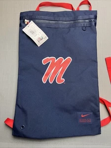 Nike Ole Miss NCAA Utility Gymbag Gym Bag Zippered Navy Blue NWT - Picture 1 of 8