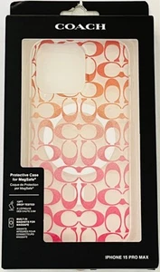 NEW Coach iPhone 15 Pro Max Case Logo Transparent Pink Orange Ombre Sparkle - Zdjęcie 1 z 5