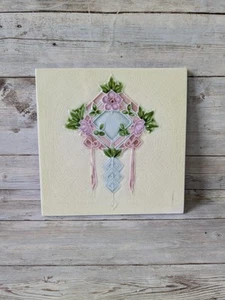 Antique English Art Nouveau Majolica Floral Ceramic Tile #499 J And R Johnson - Picture 1 of 6