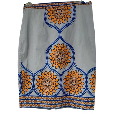 Falda Plenty Tracy Reese Gris con Naranja Médula Azulejo Flor Talla P Foto 1 de 4