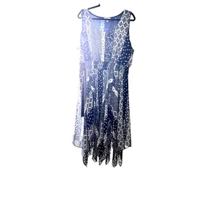 Vestido Midi Azul Pañuelo Estampado Bandana Dobladillo Gasa Hippie Gitano Boho Talla 2X - Imagen 1 de 11