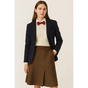 Falda a cuadros Banana Republic para mujer mezcla de lana forrada hasta la rodilla marrón naranja 6 - Imagen 1 de 9