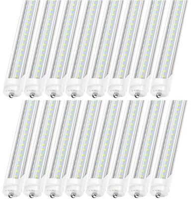Paquete de 16 luces de tubo LED T8 de 8 pies FA8 pin único 72 W 7200LM 6000 K bombillas de tienda Foto 1 de 4