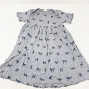 Kate Quinn Gray Dog Print Dress Size 18-24 Months 100% Organic Cotton Casual - Picture 1 of 11