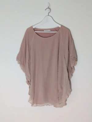 Flannel Powder Pink Mauve Silk Kaftan Top Size 2 M AU 12 Australian Designer  - image 1 of 4