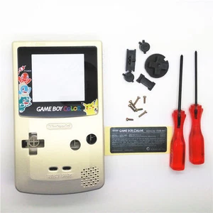 GBC Nintendo Game Boy Color Replacement Housing Shell Screen Gold Pikachu USA! - Picture 1 of 1