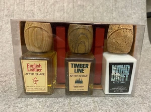 Juego de regalo vintage inglés cuero después del afeitado original línea de madera Wind Drift - Imagen 1 de 9