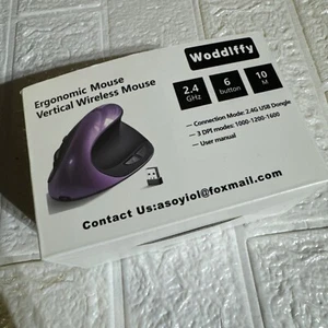 Woddlffy Ergonomic Mouse, Rechargeable Wireless Mouse Vertical Mice with USB. - Picture 1 of 5